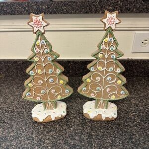 Christmas Gingerbread Cookie Trees Set of 2
